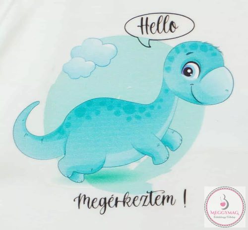 Elöl patentos hosszú ujjú baba body "Hello megérkeztem" mintával, 50-es
