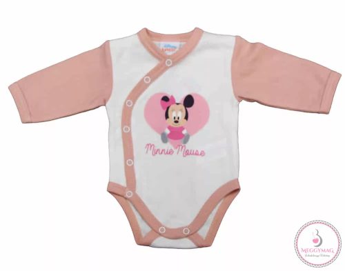 Disney elöl patentos hosszú ujjú baba body Minnie mintával, 50-es
