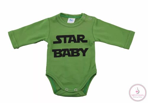 Star baby feliratos hosszú ujjú baba body, 56-os