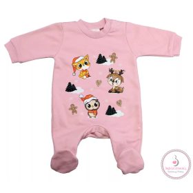   Belül bolyhos hosszú ujjú baba rugdalozó karácsonyi mintával, 68-as