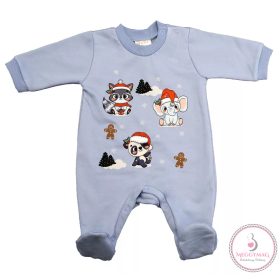   Belül bolyhos hosszú ujjú baba rugdalozó karácsonyi mintával, 62-es