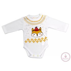 Hosszú ujjú baba body karácsonyi róka mintával, 80-as