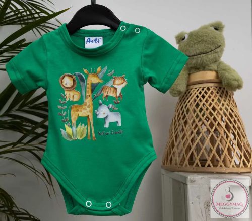Rövid ujjú baba body Szafari mintával, 74-es
