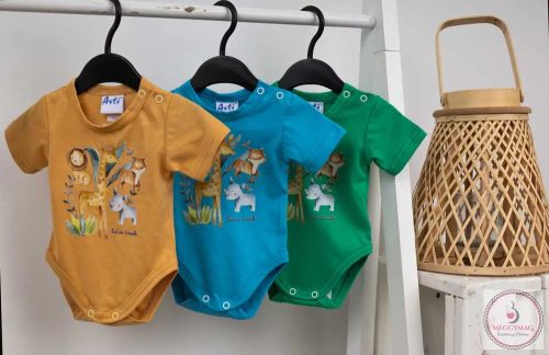 Rövid ujjú baba body Szafari mintával, 74-es