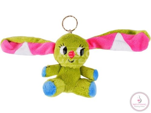 Kockásfülű nyúl ülő kulcstartó plüssfigura - 9 cm
