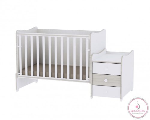 Lorelli Maxi Plus kombi ágy 70x160 - White & Blue Elm / Fehér & Kék csíkozás