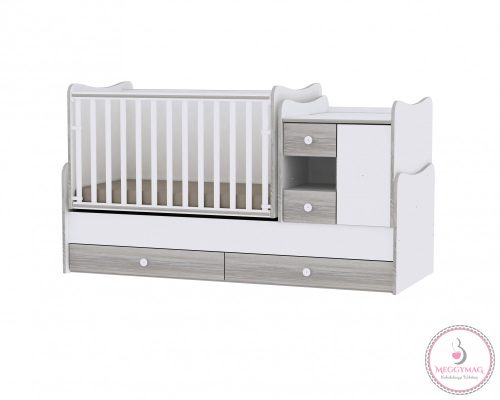 Lorelli MiniMax kombi ágy 72x190 - White & Artwood / Fehér & Artwood