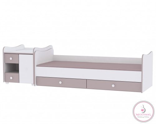 Lorelli MiniMax kombi ágy 72x190 - White & Artwood / Fehér & Artwood