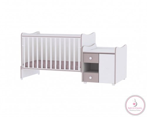 Lorelli MiniMax kombi ágy 72x190 - White & Blue Elm / Fehér & Kék csíkozás