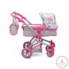 Moni Toys Pink rose játék mózes kosaras babakocsi