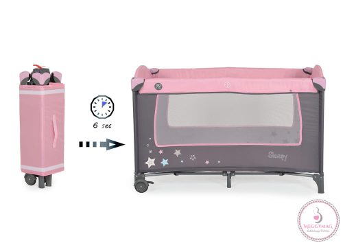 MONI Sleepy összecsukható luxus utazóágy 2 szint+pelenkázó+ játék pink
