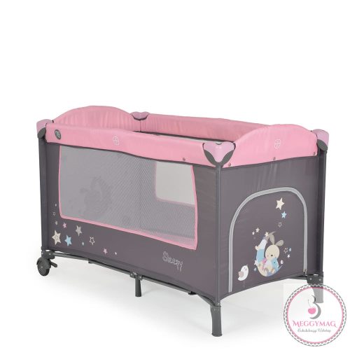 MONI Sleepy összecsukható luxus utazóágy 2 szint+pelenkázó+ játék pink