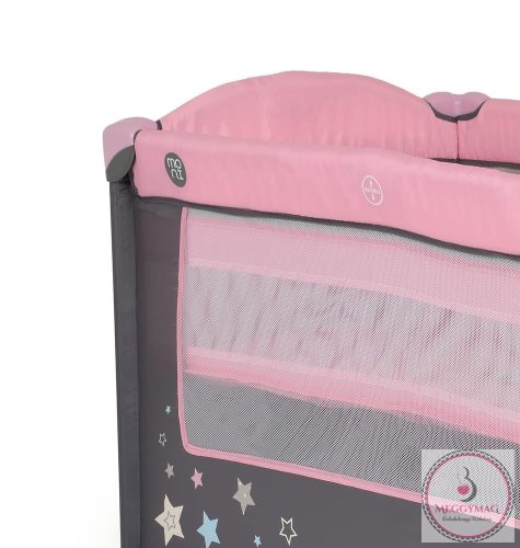 MONI Sleepy összecsukható luxus utazóágy 2 szint+pelenkázó+ játék pink