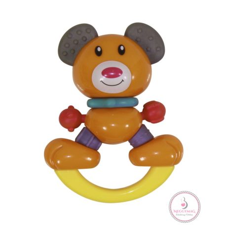 Baby Care csörgő-rágóka - Bear / Maci, narancs-rózsaszín