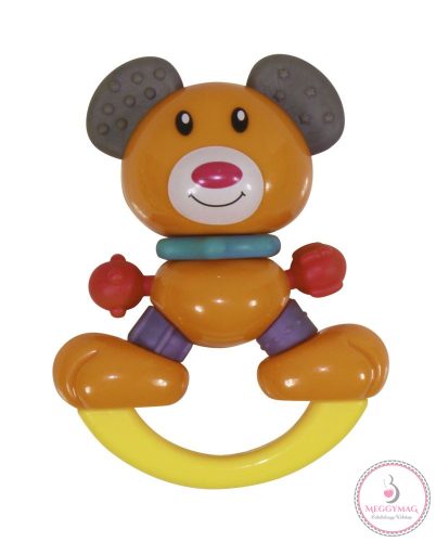 Baby Care csörgő-rágóka - Bear / Maci, narancs-rózsaszín