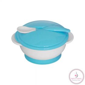 Baby care etető tál + kanál kék 