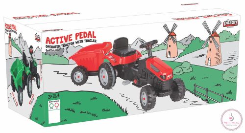 Pilsan traktor pedálos trélerrel 07316 piros