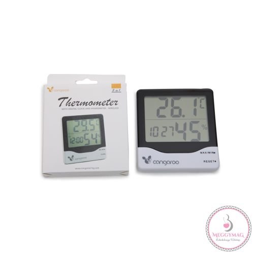 Cangaroo Thermometer hőmérő, páratartalom mérővel és digitális órával zöld/fehér