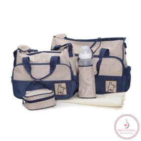   STELLA kismama táska 5dbos szett, pelenkázólappal KÉK/BÉZS