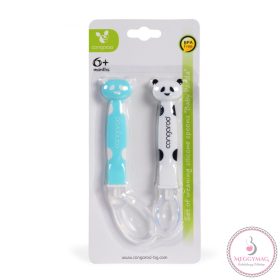 SZILIKON kanál szett 2dbos, Pandás mintával FEHÉR/KÉK