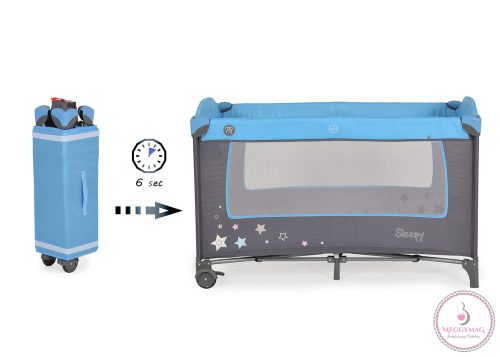 MONI Sleepy összecsukható luxus utazóágy 2 szint+pelenkázó+ játék kék