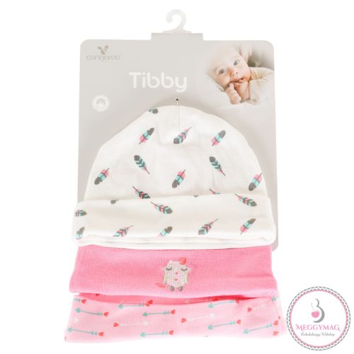 TIBBY sapkák 3 db/csomag 0-3 hó méret PINK
