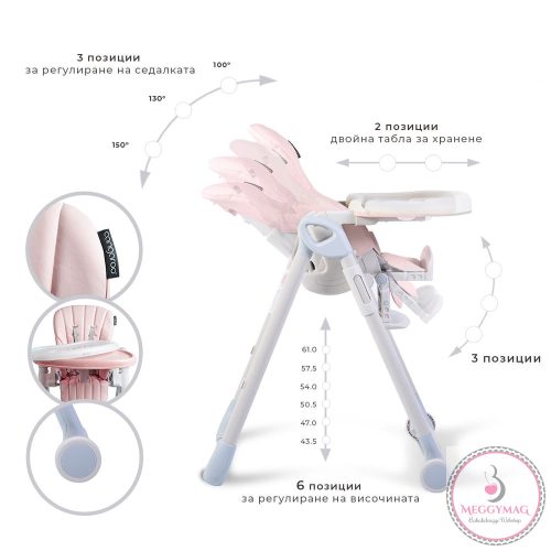 Cangaroo I Eat etetőszék 6-36 hóig 15 kg pink