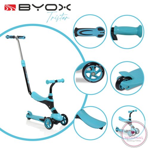TRISTAR roller 3in1, szülőkarral, üléssel 20kg/50kgig TÜRKIZKÉK