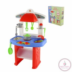Polesie Toys  kis konyha JANA edényekkel 49cm PIROS/kék