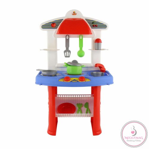 Polesie Toys  kis konyha JANA edényekkel 49cm PIROS/kék