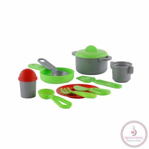 Polesie Toys  kis konyha JANA edényekkel 49cm PIROS/kék