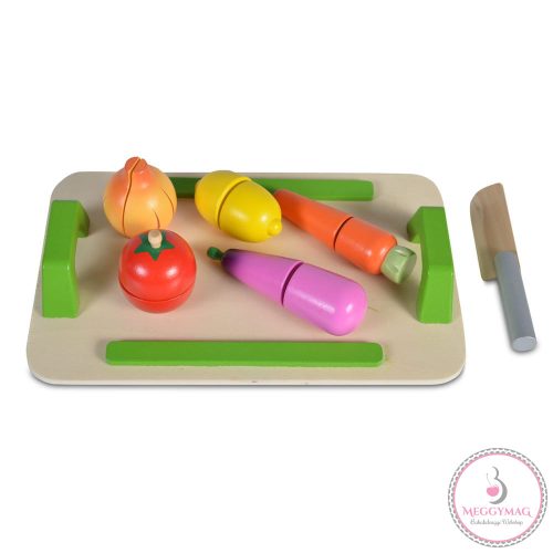 Moni Toys Fajáték fa szeletelhető zöldség szett