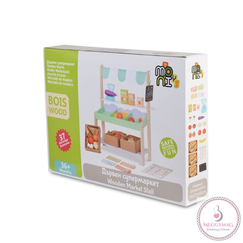 Moni Toys Fajáték fa szupermarket szett 50x45x21cm