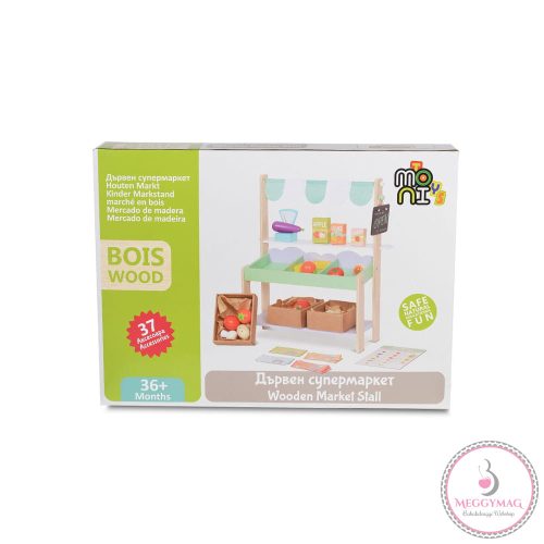 Moni Toys Fajáték fa szupermarket szett 50x45x21cm