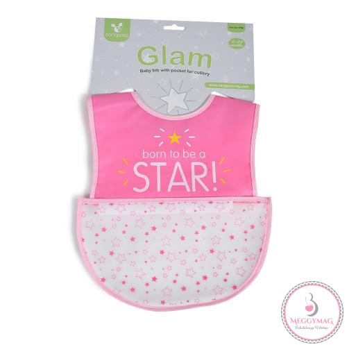 GLAM előke tépőzáras, zsebbel, műanyag PINK