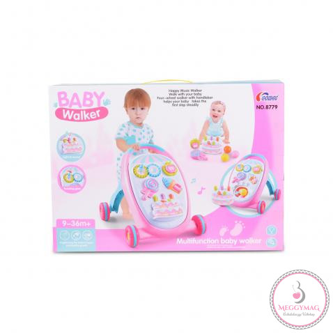 MUSIC BABY WALKER járássegítő sütis PINK