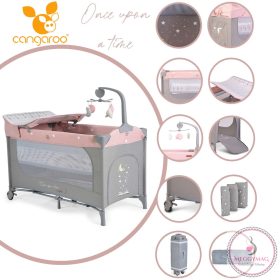   Cangaroo Once upon3 2 szintes utazóágy zenélő játékkal, pelenkázós pink