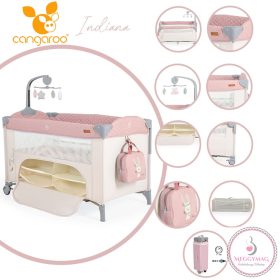  Cangaroo Indiana 2 szintes utazóágy tároló rekesz, kistáska 14kg pink