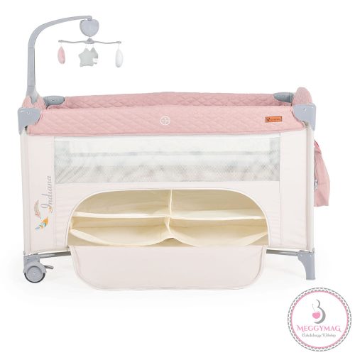 Cangaroo Indiana 2 szintes utazóágy tároló rekesz, kistáska 14kg pink