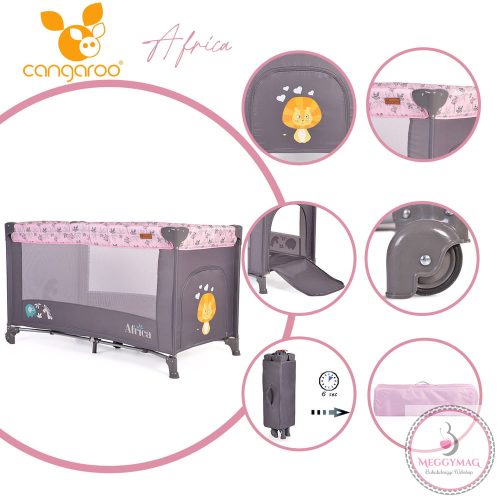 Cangaroo Africa 1 szintes utazóágy 14 kg pink