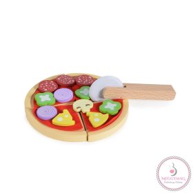   Moni Toys FAJÁTÉK fa pizza szett 22 dbos, KÉSZLETEN A BOLTBAN!