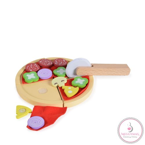 Moni Toys FAJÁTÉK fa pizza szett 22 dbos, KÉSZLETEN A BOLTBAN!