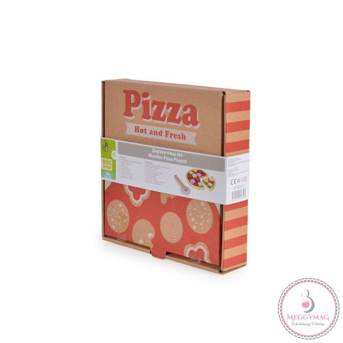 Moni Toys FAJÁTÉK fa pizza szett 22 dbos, KÉSZLETEN A BOLTBAN!