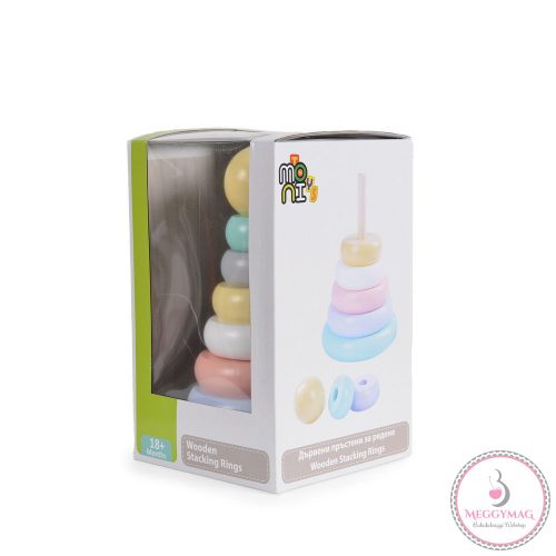 Moni Toys FAJÁTÉK montessori torony karikákkal  8dbos