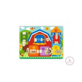 Tooky Toy Reteszes Montessori fa tábla TK044