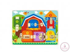 Tooky Toy Reteszes Montessori fa tábla TK044