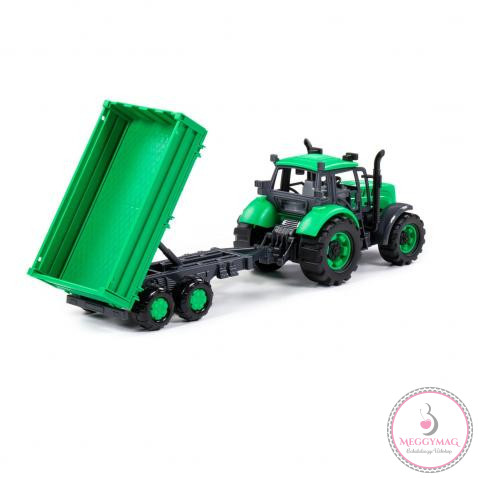 POLESIE Toys lendkerekes  traktor dönthető utánfutóval ZÖLD