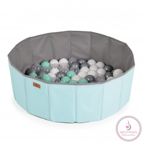 LABDAMEDENCE összecsukható 80cm + 90db 7cms labda MENTA/SZÜRKE