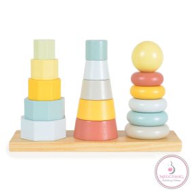 FAJÁTÉK toronyépítő 3 dbos szett MONTESSORI PASZTELL