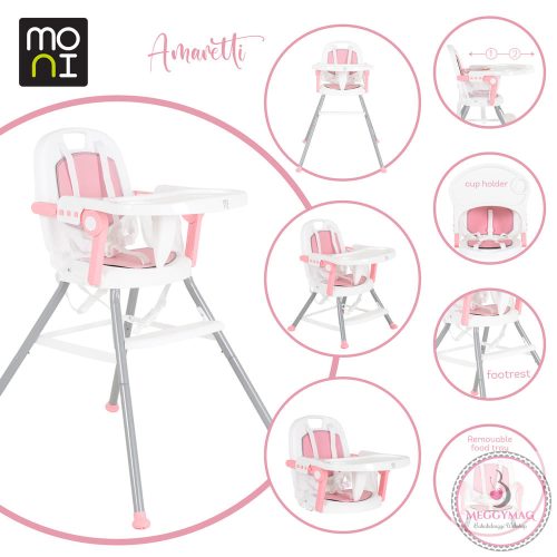 MONI Amaretti 3in1 szétszedhető etetőszék pink